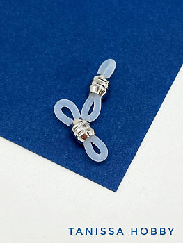 Коннектор для очков, силикон прозрачный, родий, П006