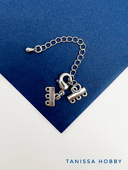 Карабин с коннекторами на 3 нити, родий, Д113