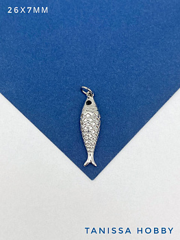 Подвеска рыба 26х7мм, родий, Ю903