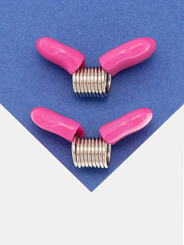 Зажим стоппер пружинка розовый для бисера, тросика и нити, пара, И18