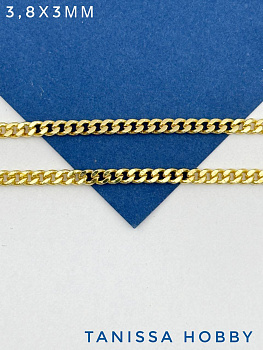 Цепочка панцирная 3,8х3мм, 50см, позолота, СН082