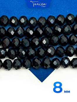 Хрусталь Рондели 8мм, черный, нить. Х063