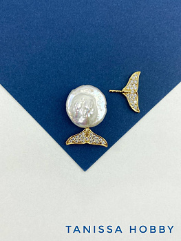 Плавник рыбка для вклейки, 16х7мм, штука, позолота, В312