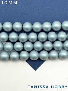 Жемчуг Майорка, голубой, Iridescent Light Blue, 10мм, нить, МА040