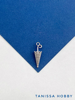 Подвеска зонтик с фианитами, 20х6мм, родий, Д405