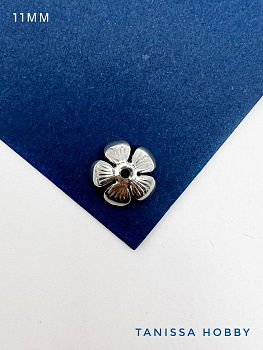 Шапочка для бусин цветок 11мм, родий, ШТУКА, К903