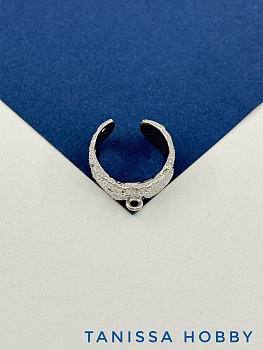 Основа для кольца рельефная с неразъемным колечком, родий, У022