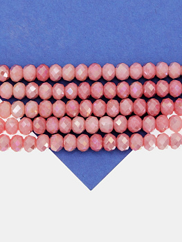 Хрусталь Рондели 6мм, розовый АВ шайн, нить, Х505