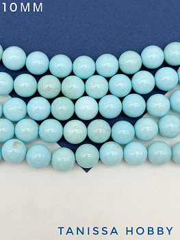 Магнезит тонированный светлый, бирюза имитация, бусины 10мм, 1/2 нити, Б217