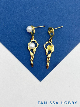 Швензы пусеты, основа для вклейки, позолота, ШВ224