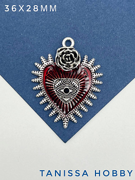 Подвеска сердце, роза и шипы, С002 Подарок