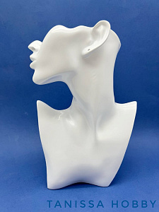 Манекен женская голова для сережек и ожерелья/ Белый М01