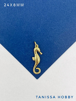 Подвеска морской конёк 24х8мм, позолота, Ю911