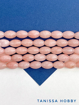 Халцедон розовый, бусины овал рис, 12х8мм, 1/2 нити, Б225