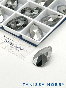 Подвеска кристалл капля, Jet Hematite, 22мм, Tanissa Crystals, СТ382