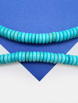 Говлит бусины рондели имитация бирюзы, 10х3мм, нить, Б159