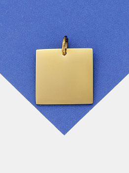 Подвеска квадрат шильдик, 20мм, сталь, позолота, Ш435
