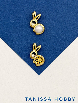 Подвеска заяц для вклейки, 16х13мм, позолота, В435