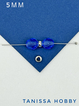 Разделительная бусина бублик 5мм, родий, ШТУКА, М403