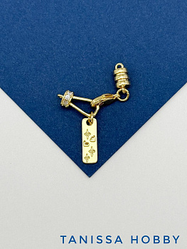 Карабин лобстер, концевик для шнура, цепочки, позолота, К218