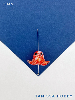 Бусина осьминог, лэмпворк, 15мм, штука, Х243