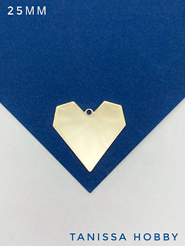 Подвеска плоское графичное сердце, 25мм, позолота, Р533