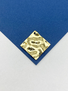 Подвеска квадрат, мятый металл, 18х18мм, позолота, Д511
