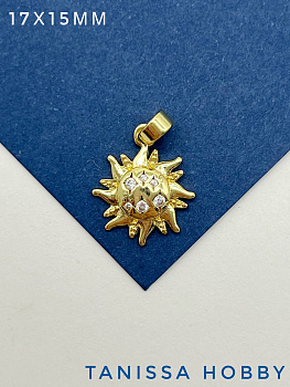 Подвеска солнце 15мм, позолота, Р407