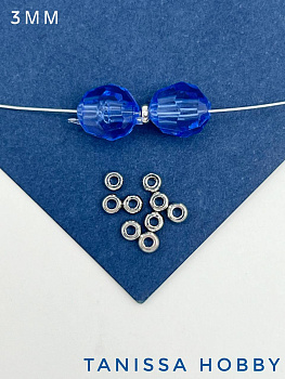 Разделители для бусин 3мм, родий. М602