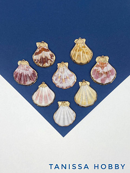 Подвеска ракушка гребешок, 31-41мм, позолота, ПМ172