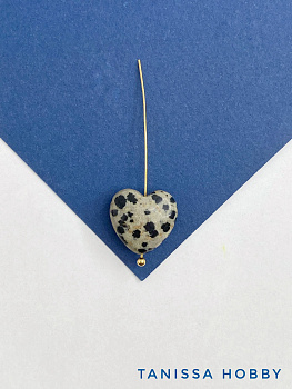 Яшма далматин, бусина сердце, 16мм, штука, Б270