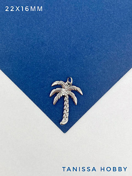 Подвеска пальма 22х16мм, родий, Ю904