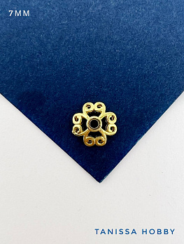 Шапочка для бусин ажурная 7мм, позолота, ШТУКА, К911
