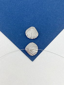 Бусина разделительная ракушка, 13х12мм, родий, Р125