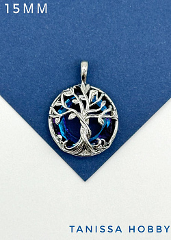 Подвеска Дерево, рондель Heliotrope, родий, Д129