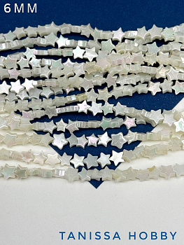 Перламутр бусины радужный речной, Звезда, 6мм, 1/2 нити, ПМ136