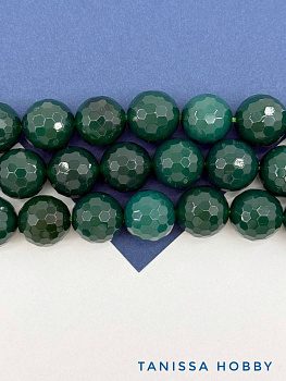 Халцедон зеленый, огранка, бусина, 16мм, штука, Б283