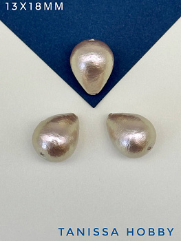 Хлопковый жемчуг, капля 13х18мм, розовый пудровый. Япония. ЖХ58
