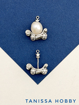 Подвеска карета для вклейки, 18х16мм, родий, В430