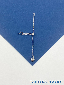 Карабин с цепочкой удлинения для безразмерного браслета, родий, С818