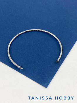 Основа для браслета под вклейку, витая, 6см, родий, У026