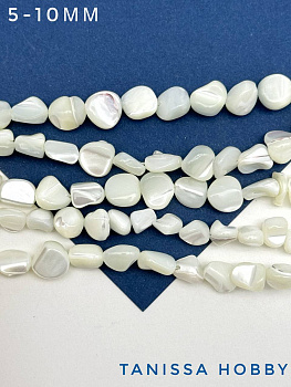 Перламутр бусины галтовка, 5-10мм, нить, ПМ046