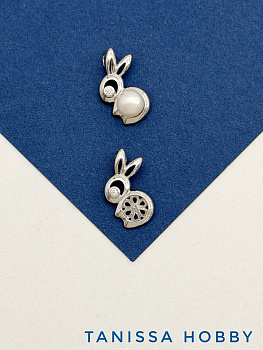 Подвеска заяц для вклейки, 16х13мм, родий, В429