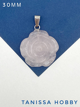 Подвеска цветок роза, розовый кварц, 30мм, Б026