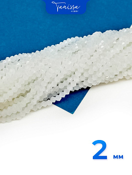 Хрусталь Биконусы 2мм, белый опал, нить, Х458