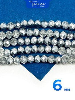 Хрусталь Рондели 6мм, серебро, нить. Х106