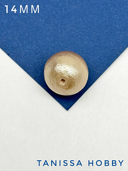 Хлопковый жемчуг 14мм, золото. Япония. ЖХ42