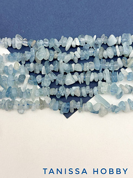 Аквамарин, крошка, галтовка 5-10мм, 1/2 нити (38см), Б094