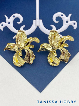 Швензы пусеты цветок, позолота, ШВ132