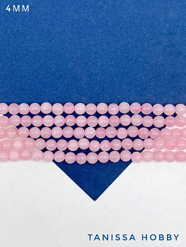 Розовый кварц, бусины круглые 4мм, нить, Б253